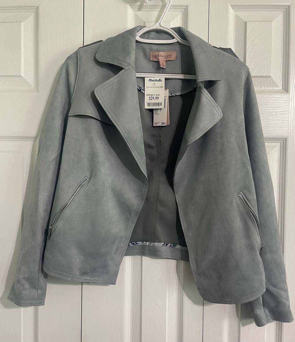 Light Blue Faux Suede Jacket